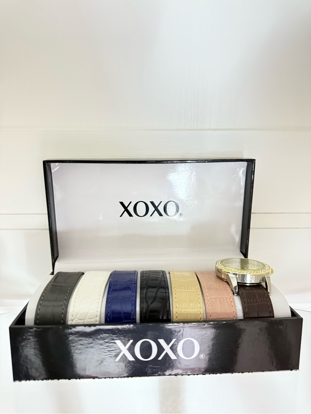 XOXO Mix-and-Match Watch Set with Gold-Tone Case and Assorted Straps